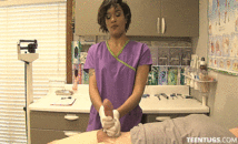 Gloved Nurse Milks Patient and Gets Big CumLoad
